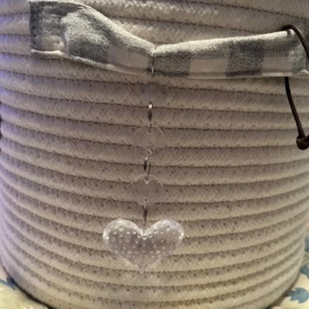 New Heart Ivory Basket w/ Heart Charm 9 1/2 in Diameter x 8 Inches in Depth